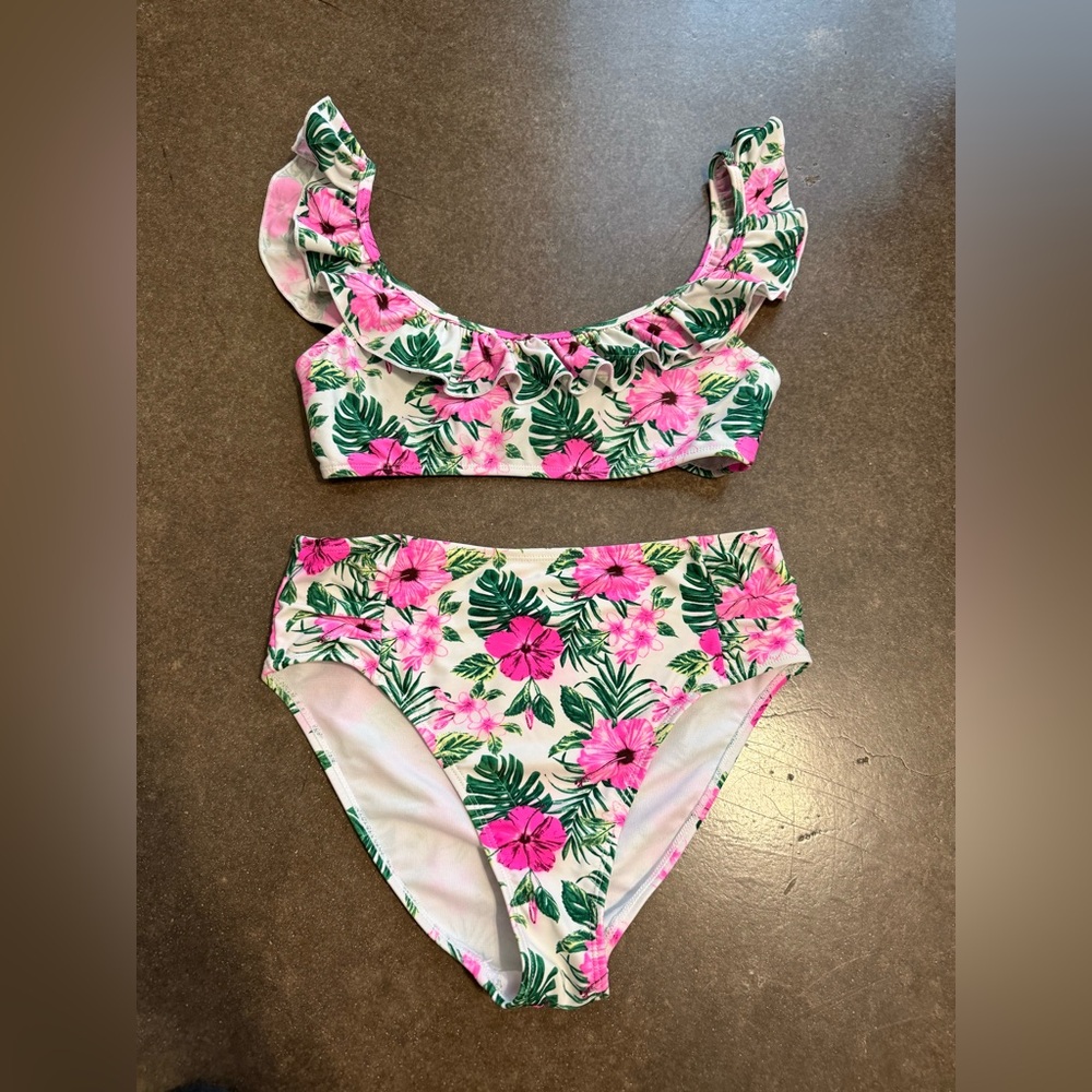 Floral Pink and Green Women's Bikini